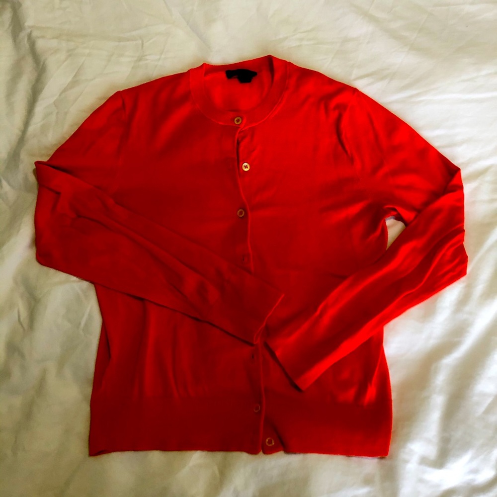 Persimmon color JCrew cardigan
